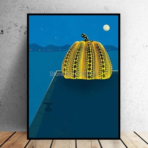 Wall ART Yayoi Kusama Canvas Art Yellow Pumpkin Hand Painted Oil Painting On Canvas Wall Painting for Home Decor Wall Picture