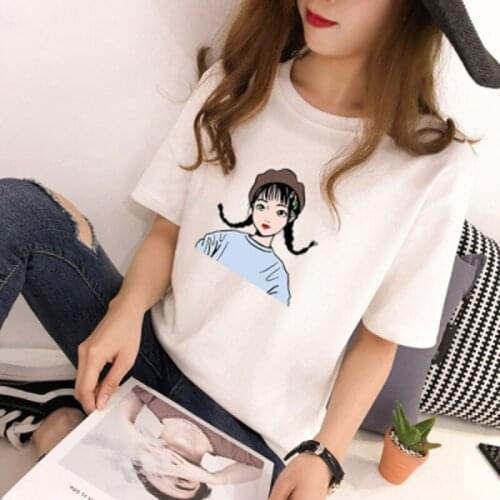 Short-sleeved womens 2021 new trend summer Korean student girl half-sleeved shirt top all-match ins white t-shirt women