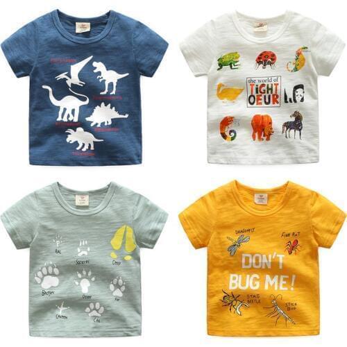 New Arrival Baby Boys Cartoon T Shirt Childrens Cotton Short Sleeve T Shirt Kids Clothing Baby Boys Print T-shirt Top Tees 3-8Y