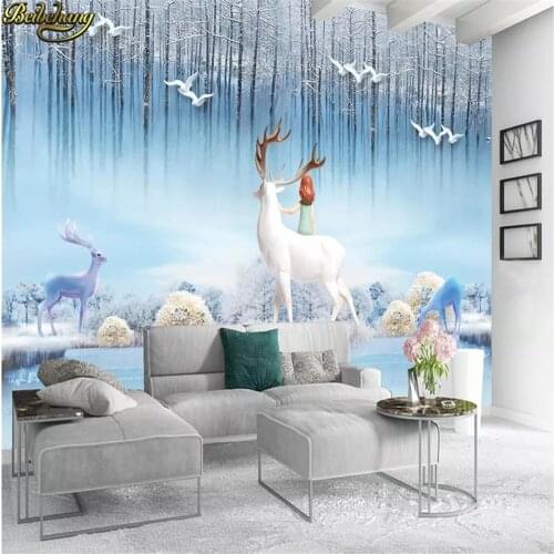 Beibehang Custom Modern minimalist Nordic elk embossed stereo wallpaper for living room TV background 3D wall papers home decor