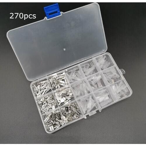 270pcs Crimp Terminals Connector Male Female Spade 2.8mm 4.8mm 6.3mm Insulating Seal Electrical Wire Connectors Sleeve Kit