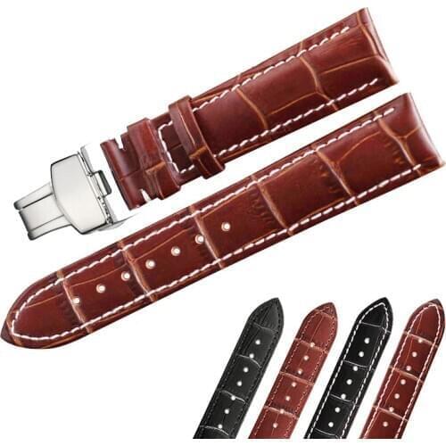 Watch band Butterfly buckle Calf Genuine Leather Watch Strap 14mm 16mm 18mm 20mm 22mm Bracelet Accessories Wristband