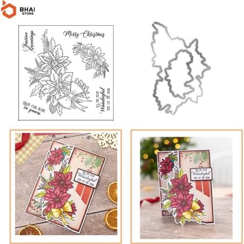 Christmas Poinsettia Metal Cutting Dies and Stamps Stencil for DIY Scrapbooking Photo Album Embossing Decorative Paper Cards