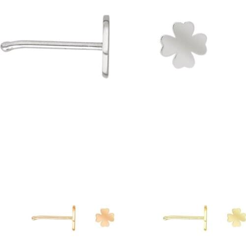 Silver Bulk Clover 4 Leaf Speed Up Nose Piercing Nose Ring
