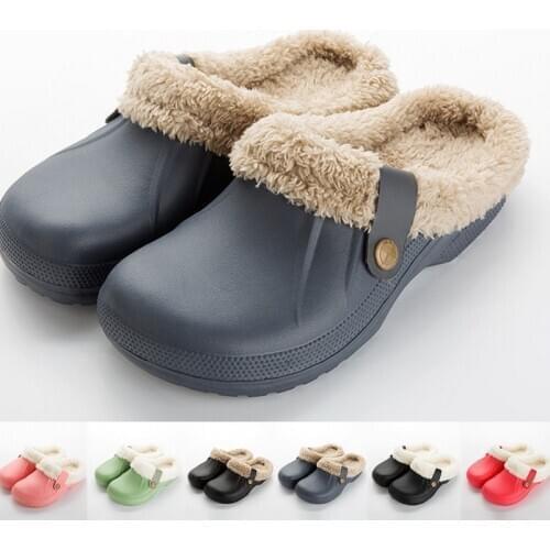Unisex Home Winter Clogs Indoor Fur Warm Slippers Sandals For Women New Fashion Footwear Flops Mule Slides