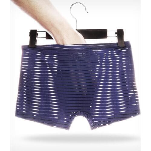 Youth thin men ice silk underwear seamless one-piece breathable sexy boxer shorts transparent summer boxers male panties
