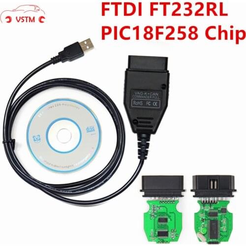 VAG K+CAN Commander 1.4 with FTDI FT232RL PIC18F258 Chip OBD2 Diagnostic Interface Com Cable