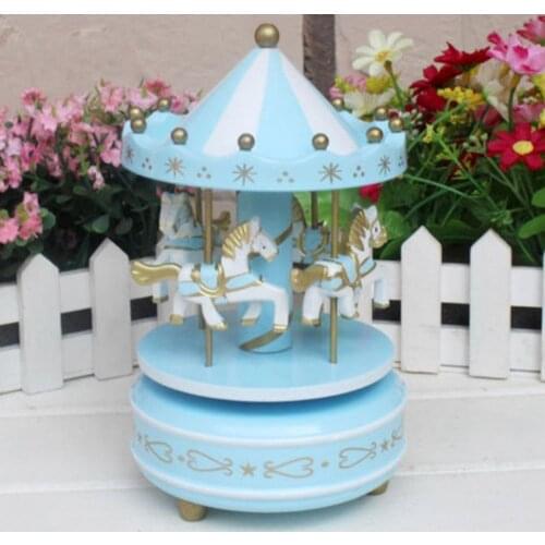 Merry-Go-Round Wooden Music Box Toy Child Baby Game Home Decor Carousel Horse Music Box Christmas Wedding Birthday Gift