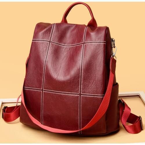 Backpack Female Leather Womens Backpack 2021 Large Capacity Bagpack School Shoulder Bag for Teenage Girls Mochilas Sac A Dos