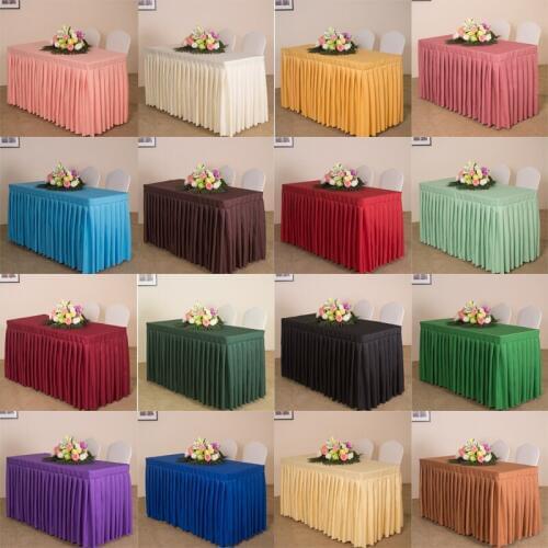 Polyester Fabric wedding table skirt table skirting hotel wedding stage skirt for table cloth table cover decoration
