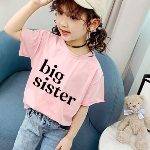 2 3 4 5 6 7 8 9 Years Old Girl Clothes Vogue Big Sister T Shirt Big Brother Pattern T Shirts For Boys Harajuku Kids Shirts Cute