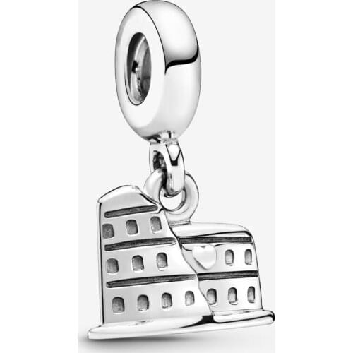 New Original 925 Sterling Silver Bead Colosseum Dangle Charm Travel Fit Pandora Bracelet Necklace DIY Women Jewelry