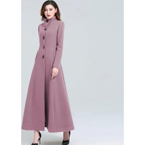 Women Woolen Coat 2021 Winter New elegant Wool Jacket Slim Long Woolen Trench Coat Thick Warm Tops Lady Vintage Dress Overcoat