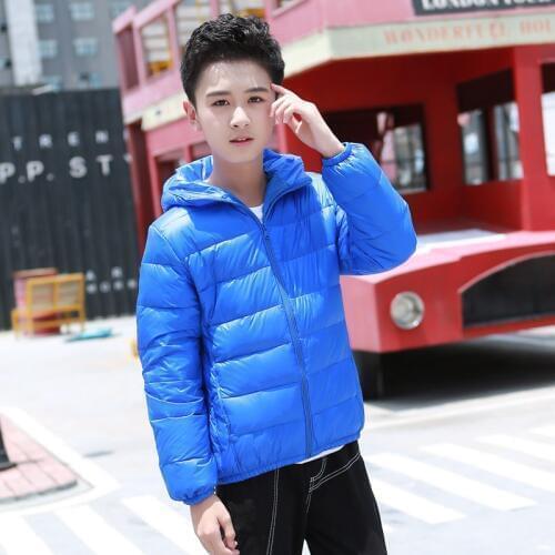 Winter Jacket Kids Boys Down Coat 2018 Light Hooded Jacket Girls Outwear Clothes Teenage Solid Color Boys Clothing