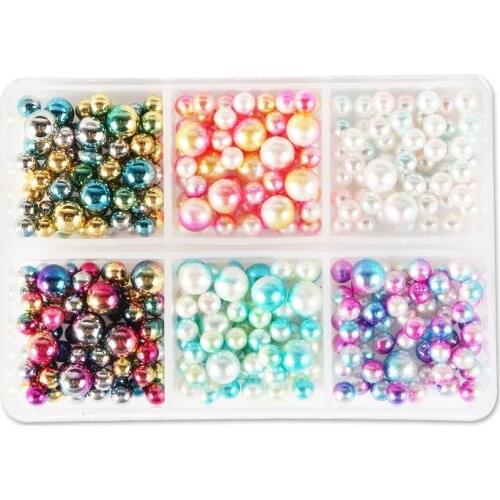 1 Box Mermaid Balls Nail Beads Rhinestones Gradient 3mm/6mm Mixed Pearl Charm For Nail Art Decoration DIY 3D Polish Gem Decor