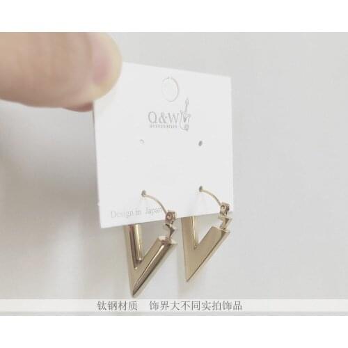 1Pair European and American Fashion Titanium Steel Simple Geometric Triangular Stud Stainless Steel Plated Earrings
