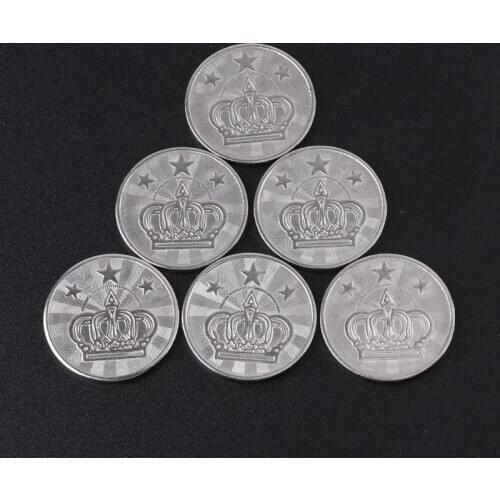 10pcs 25*2mm Game Token Stainless Steel Arcade Game Coin Pentagram Crown Tokens