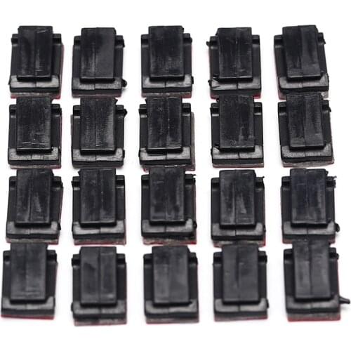 20pcs Black Adhesive Car Cable Clips Cable Winder Drop Wire Tie Fixer Holder Organizer Management Desk Wall Cord Clamps