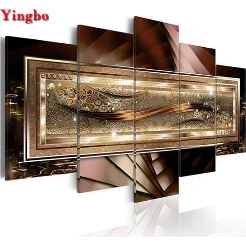 5 pcs set Diamond Embroidery Abstract art 3D Full Drill Round Diamond Mosaic Cross Stitch Rhinestones Modern Minimalist Decor