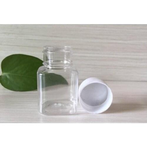 500PCS 30ml Transparent PET Small Square Bottle Screw Cap Plastic Sample Bottle Pill Bottles Clear Capsule Bottle