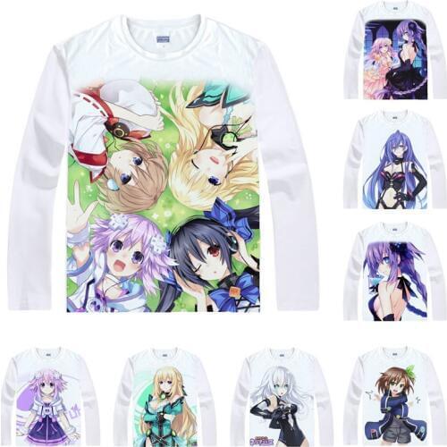 Coolprint Anime Shirt Choujigen Game Neptune T-Shirts Multi-style Long Sleeve Neptune Planeptune Sega Cosplay Kawaii Shirts