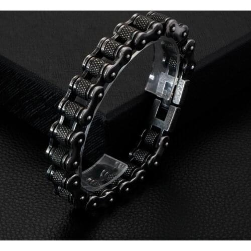 Big Brushed Bike Chain Bracelet Cool Biker Bicycle Chain Mens Bracelet Fashion Male Stainless Steel Hand Chain Jewelry