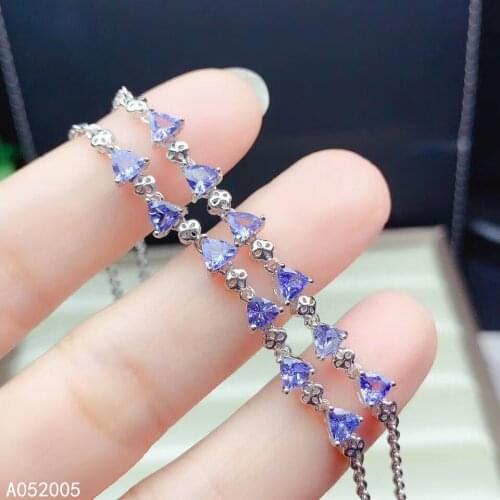 KJJEAXCMY Fine Jewelry 925 Sterling Silver inlaid Tanzanite women hand bracelet classic support detection