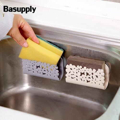BASUPPLY 1P Flower Sponge Holder Soap Organizer Hollow Out Shower Drain Scrubber Soap Rack Kitchen Bathroom Accessories