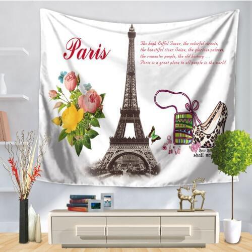 Home Decorative Wall Hanging Carpet Tapestry Rectangle Bedspread England Europe Scenic Eiffel Tower Big Ben Pattern GT1234