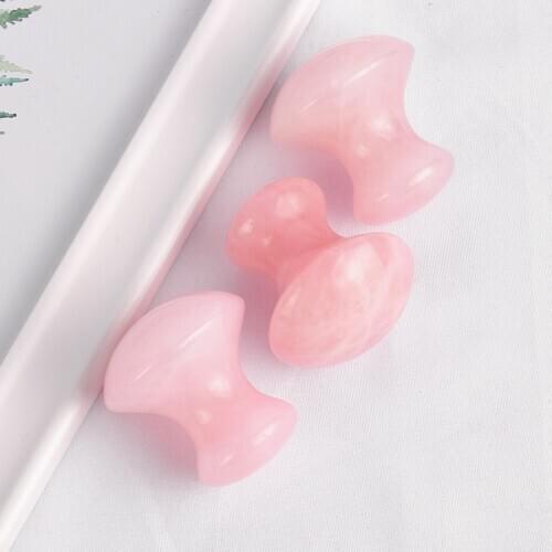 Natural Rose Quartz Mushroom Massager Board Jade GuaSha Stone Scraping Facial Back Relax Body Health Massage Tools