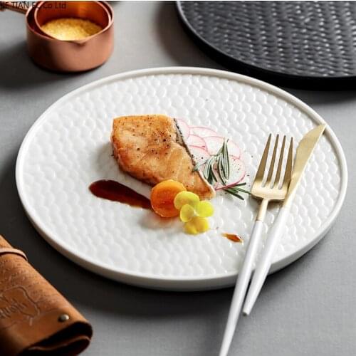 European Ceramic Western Steak Ramen Plate Creative Black and White Dinner Plate Home Main Course Dessert Fruit Plate Tableware