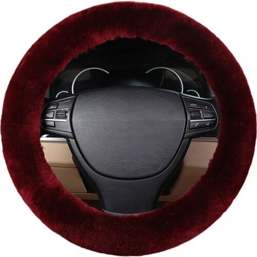 Fleece Steering Wheel Cover For Ladies Fuzzy Winter Warm Plush Vehicle Wheel Cover Universal Fit 35cm-43cm Purple Pink Grey