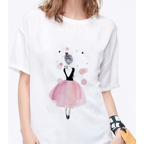 New Womens T-shirt Summer Fashion Girl Printed Top Female T Shirts Harajuku O-Neck Popular Thin Section Streetwear Clothes