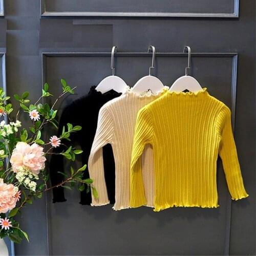 Girl Tshirts Kids Spring Autumn Tops Clothing Children T-shirts for Baby Girls long sleeve t shirts toddlers Blouses solid