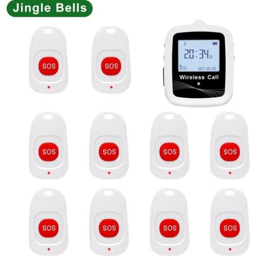 10pcs Emergency Call Button and 1 Watch receiver Clinic Hospital SOS Transmitter Wireless Call Bell Pager for Elederly Patient