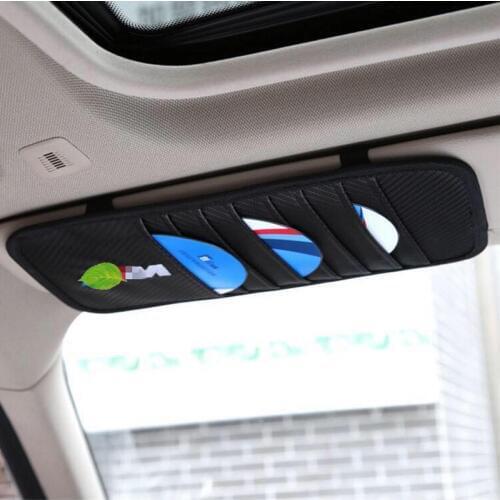 LOEN 1PC Car Sun Visor Card Case CD Storage Bag Holder Black For BMW 0 Toyota Chevrolet Hyundai Honda Kia