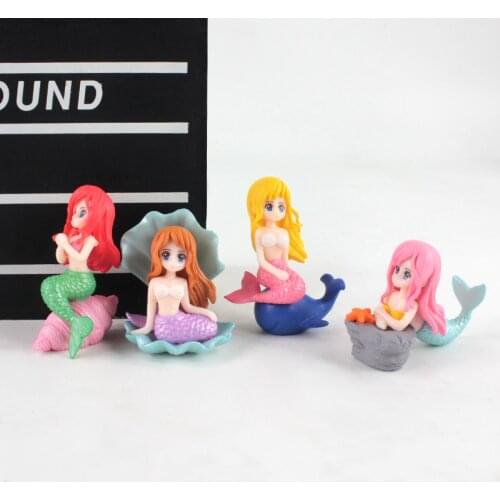 4pcs/set 5-6.5cm Disney Princess Mermaid Figurine PVC Mini Decoration Figure Toys Dolls