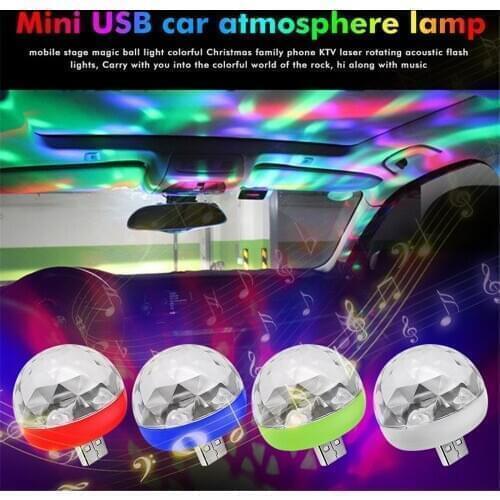 Mini USB Disco DJ Light LED Lamp Crystal Effect Stage Ball Lamps Music Control Cellphone USB Light For Home New Year 2019