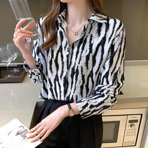 Fashion zebra print ladies shirts Womens Blouses 2021 Spring Autumn Long Sleeve Shirts Tops Blusas Mujer