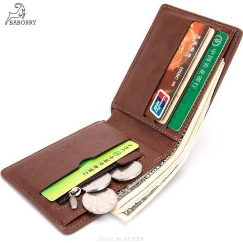 Fashion Mens Wallet Zipper Short Anti-theft RFID Mony Bag Card Holder Male Bank Cardholder Case Top Quality PU Leather Purse