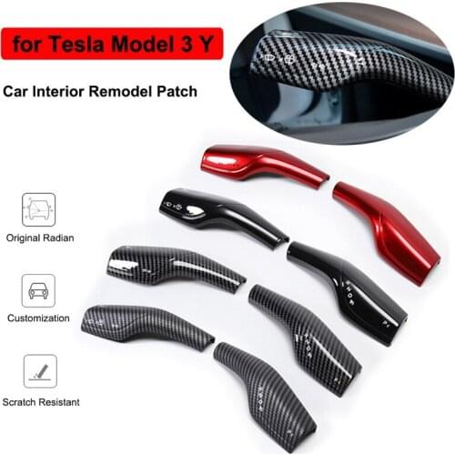Interior Remodel Patch For Tesla Model 3 Y 2021 Wiper Controller Steering Wheel ABS Carbon Fiber Column Shift Protective Sticker