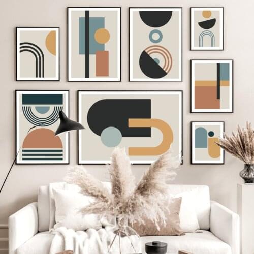 Wall Pictures For Home Living Room Decor Geometric Abstract Minimalist Vintage Wall Art Canvas Painting Nordic Poster And Prints