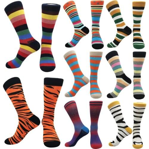 Striped printing geometric mens socks creative fashion personality novel comfortable women stockings students tube socks