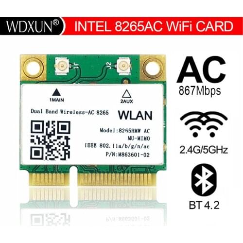 New Dual Band Wireless-AC 8265 Intel 8265HMW 2.4G/5Ghz 802.11ac 867Mbps Bluetooth 4.2 8265AC MINI PCI-E WI-FI wireless Card