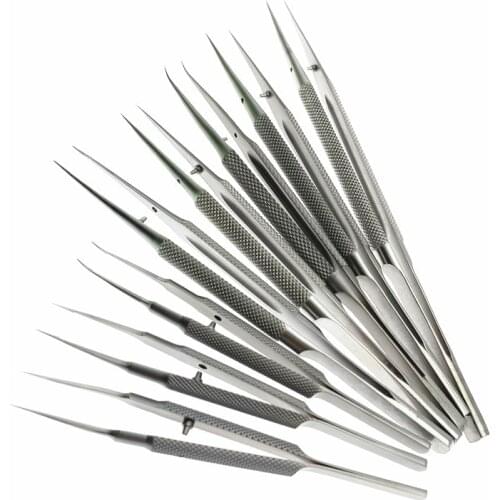 Ophthalmic Micro Forceps Stainless Steel Round Handle tweezers 16/18cm Ophthalmic tweezers Dental Instruments