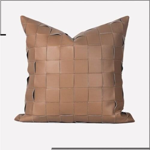 Simple And Light Luxury Gray/Brown Hand-woven Sofa Pillowcase Nordic Living Room Cushion Cover Waist Pillow Cover Home Decor