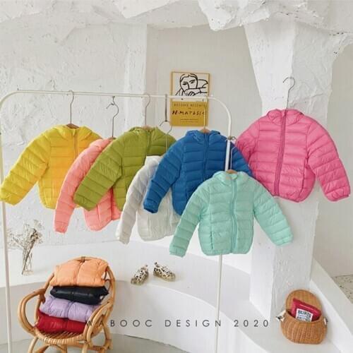 Children Down Jacket Korean Autumn Winter Popular Zipper Hooded Light Baby Down Jacket