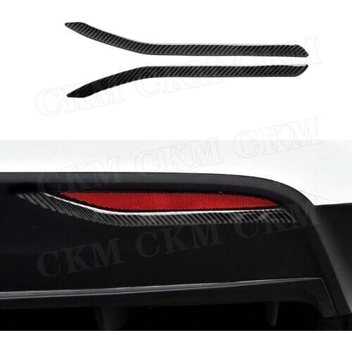 Carbon Fiber Car Rear Reflector Fog Lamp Trim Strip Frame Garnish Stickers For Tesla Model X 2015-2019 Auto Car Styling