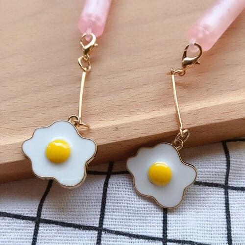36PCS Alloy Poached Eggs Pendant Cute Black Gel Pen Creative Students Frosted Quick-Drying Ink Pen Stationery
