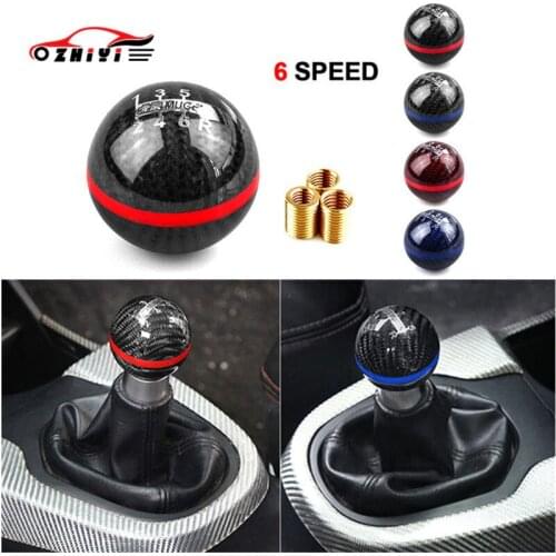 Carbon Fiber 5/6 Gears Manual Automatic Round Shape Car Gear Shift Knob Cover Universal Shifter Stick Lever for Honda for TOYOTA